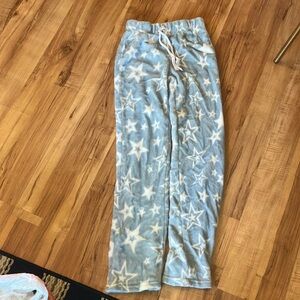 Blue fuzzy star pajama pants